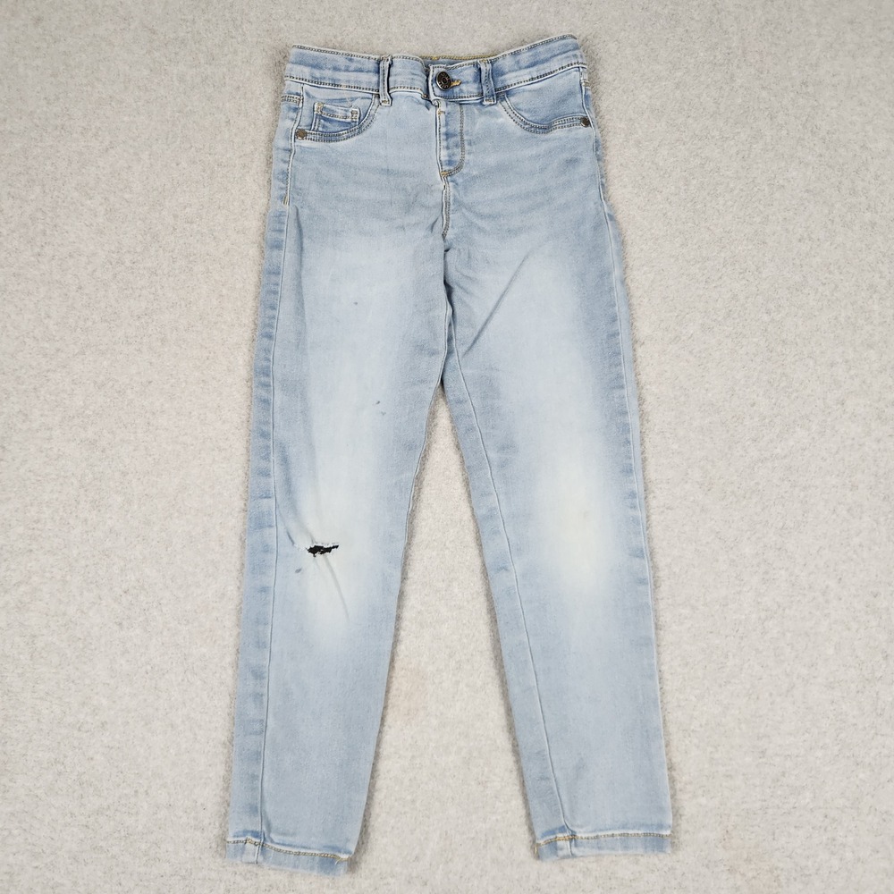 Falls Creek Jeggings Jeans Girls M 7/8 Blue Denim Stretch Slim Fit Distressed
